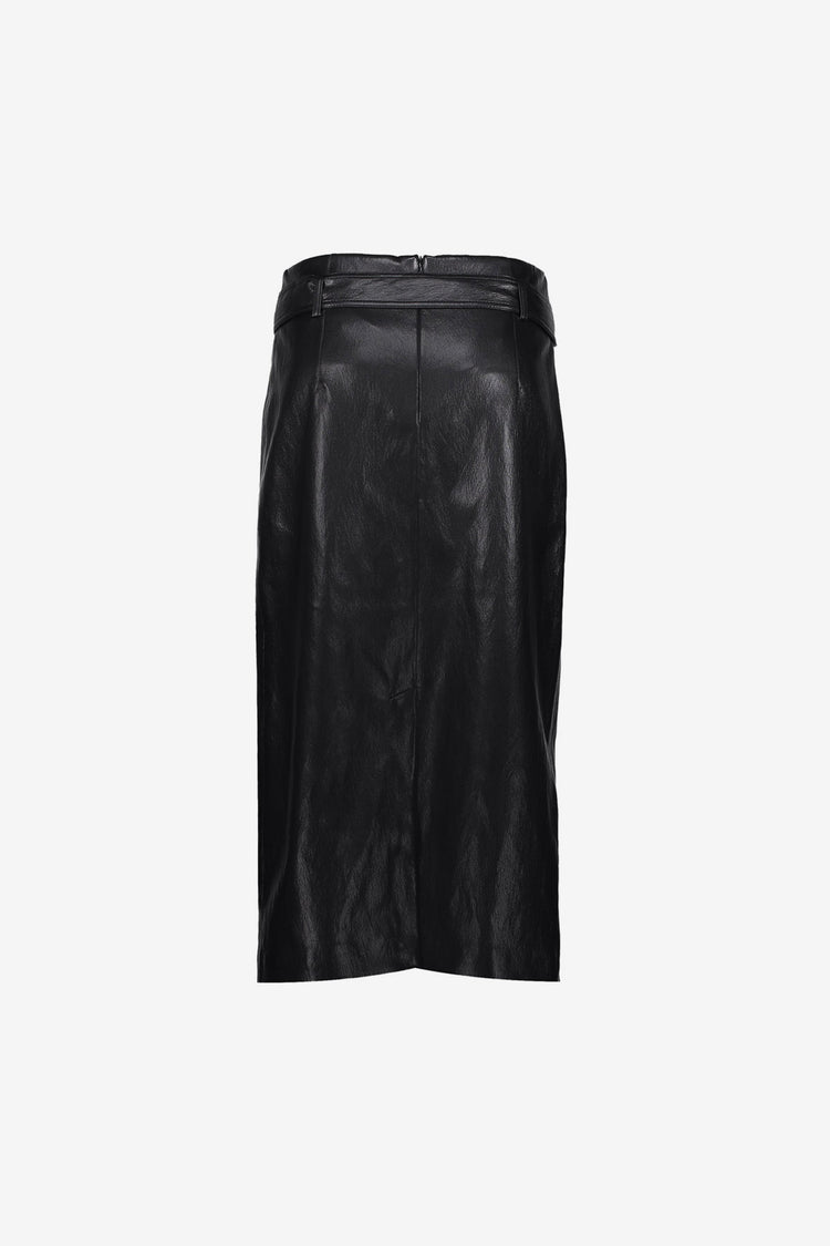 Geisha midi rok met leather look en strikdetail