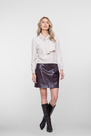 Geisha rok met crocoprint en rechte pasvorm
