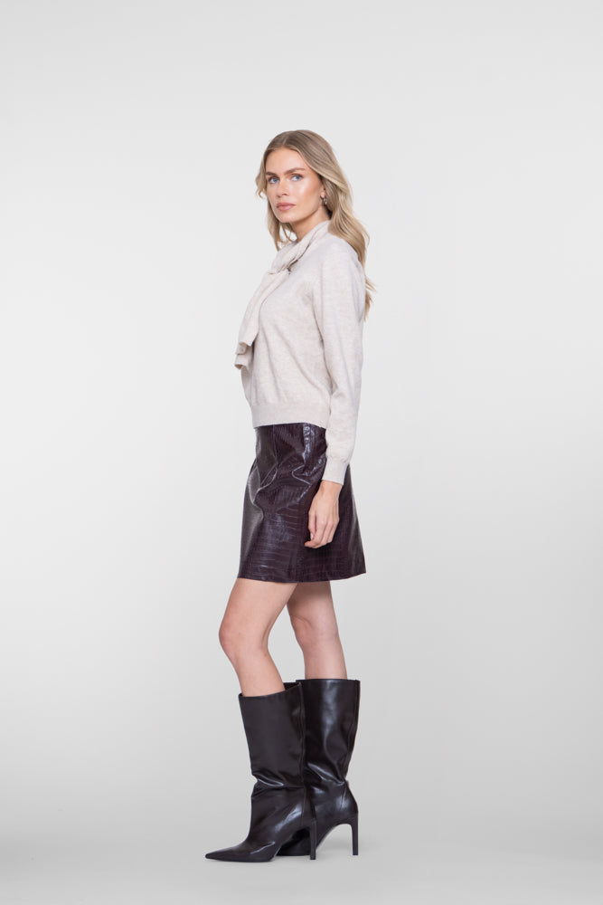 Geisha rok met crocoprint en rechte pasvorm