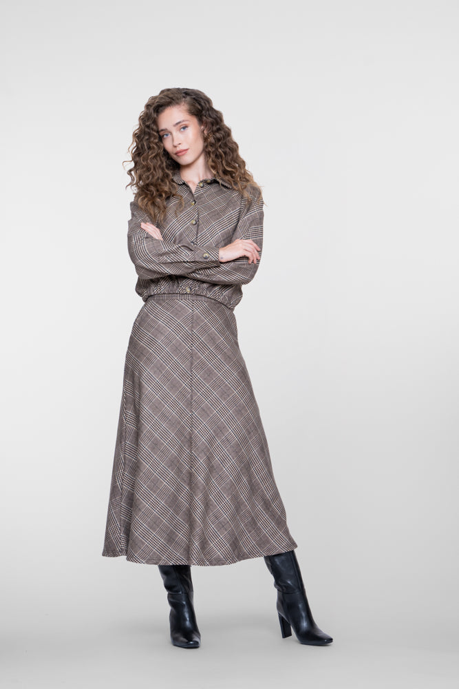 Geisha midi rok met ruitdessin en A-lijn pasvorm