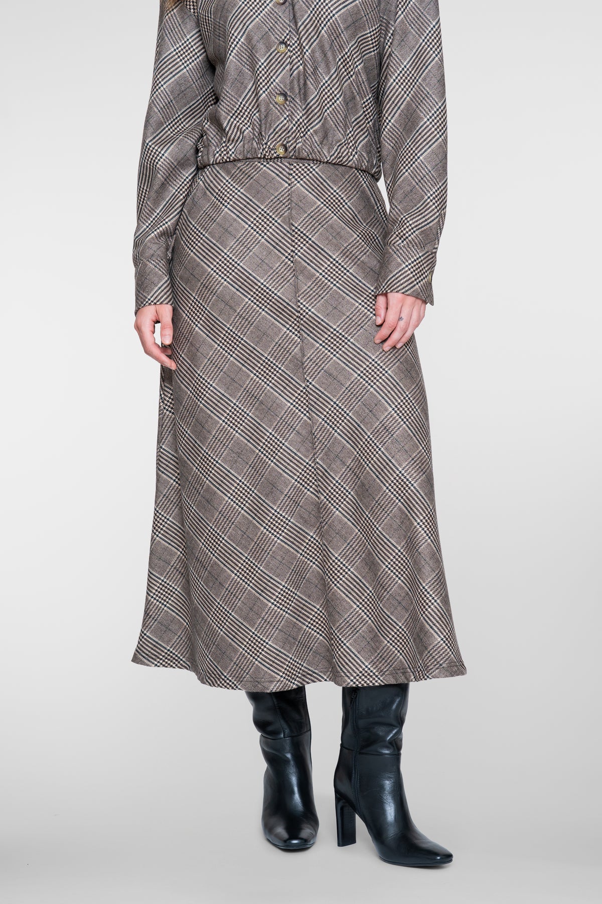 Geisha midi rok met ruitdessin en A-lijn pasvorm
