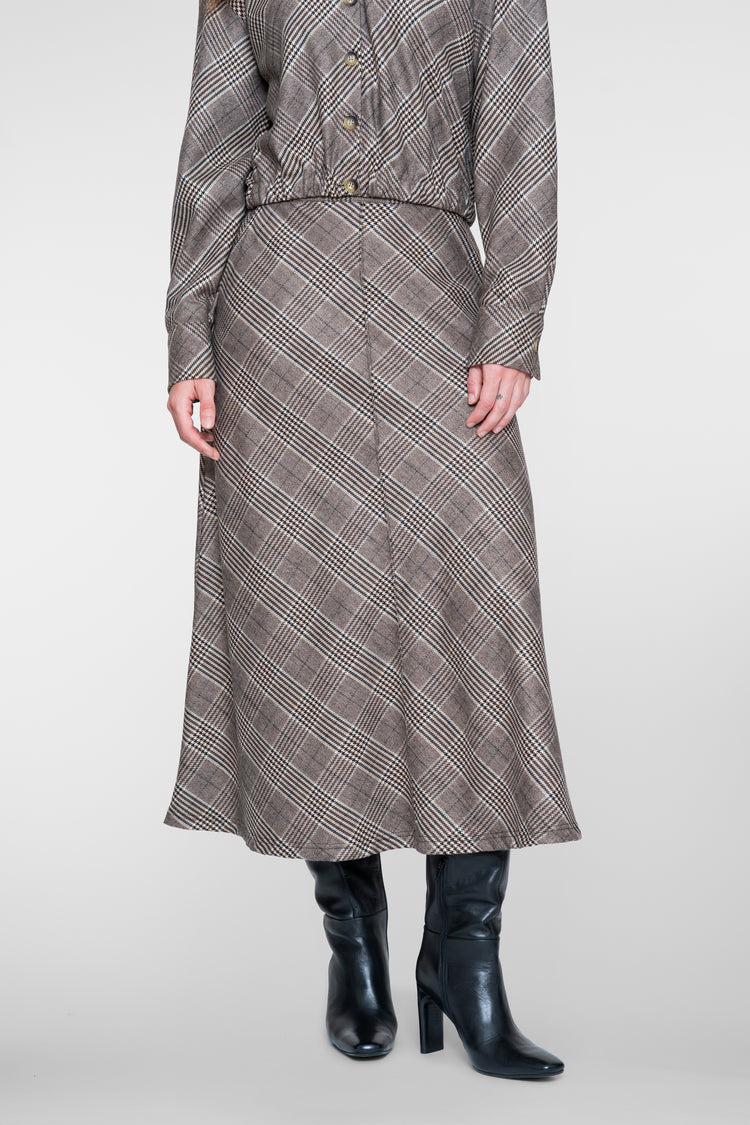 Geisha midi rok met ruitdessin en A-lijn pasvorm