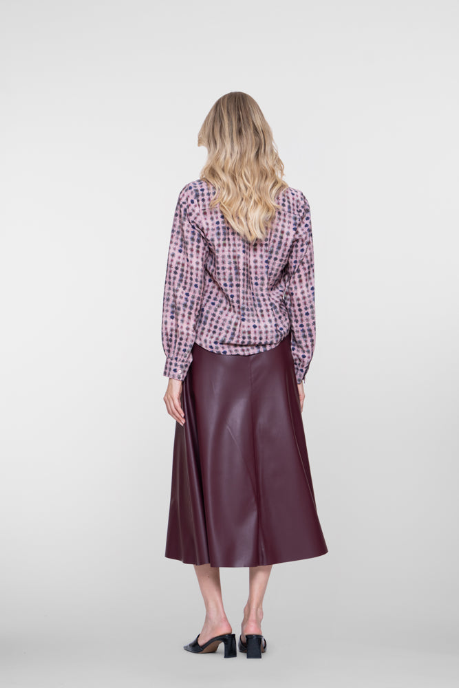 Geisha midi rok van faux leather met uitlopende pasvorm