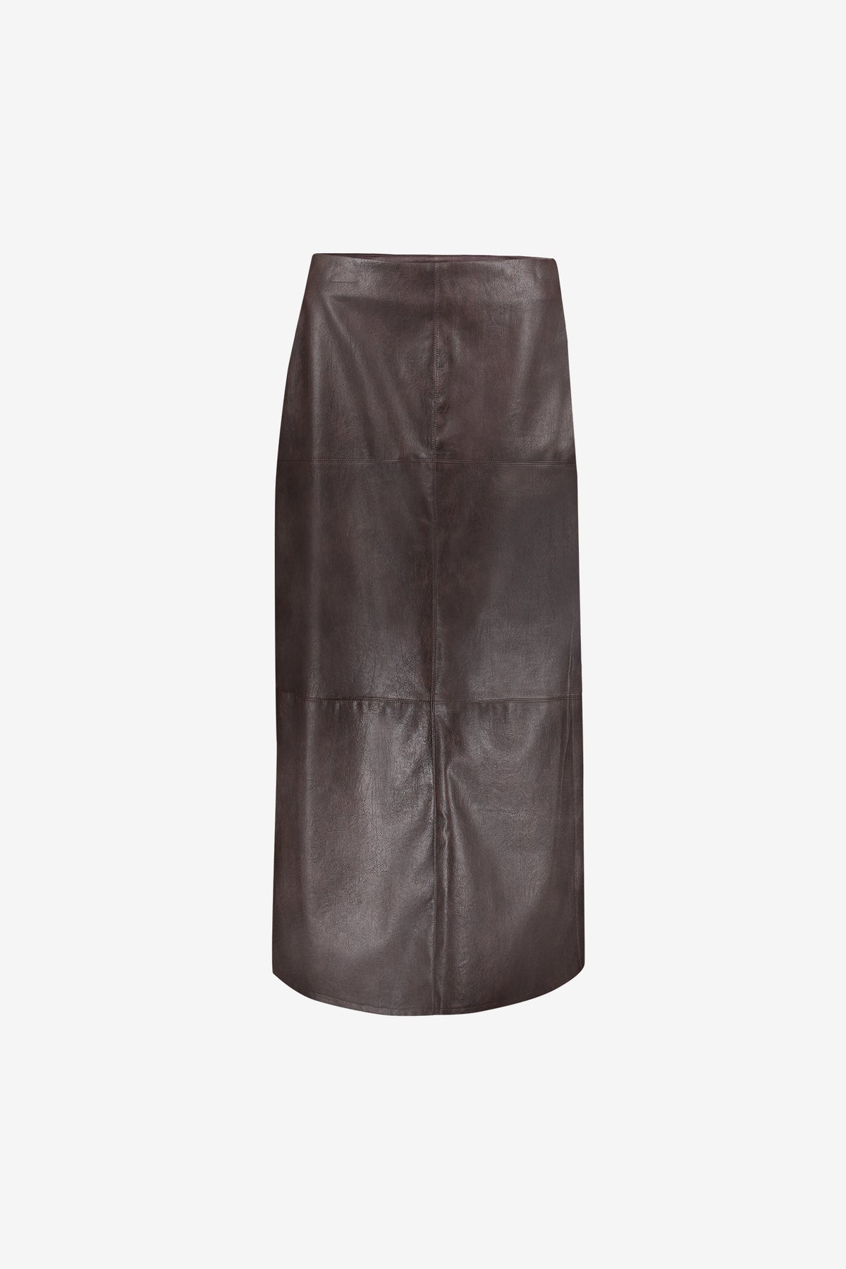 Geisha dames midi rok van faux leer in donkerbruin