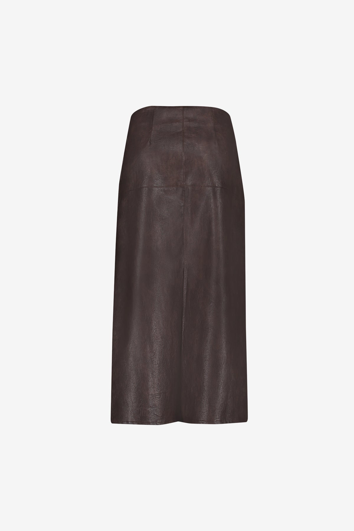 Geisha dames midi rok van faux leer in donkerbruin