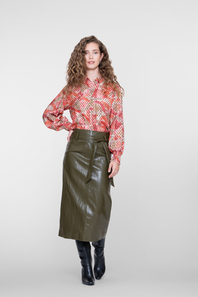 Geisha dames midirok in laklook met strikceintuur – Shop de look