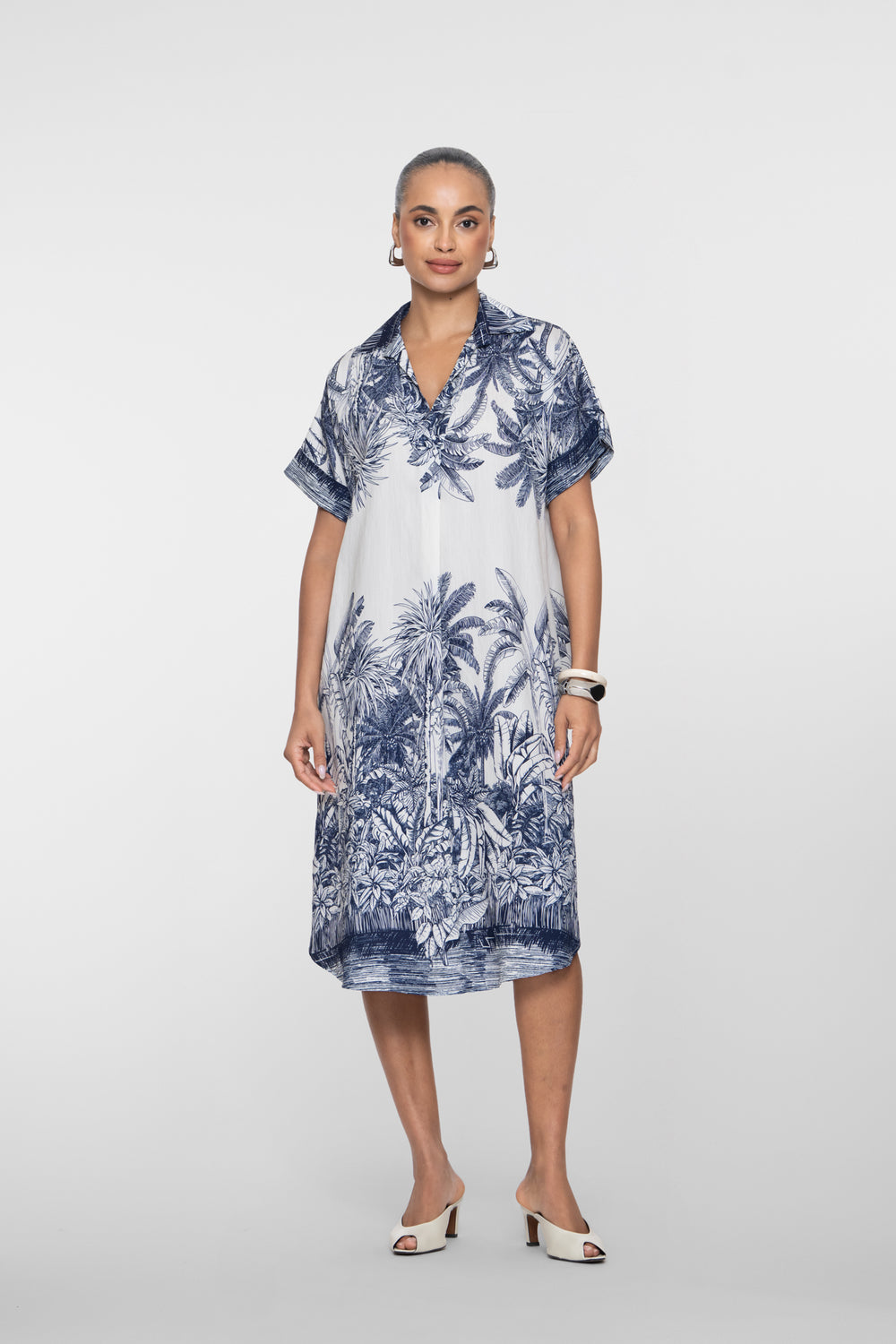 Geisha midi jurk met palmprint