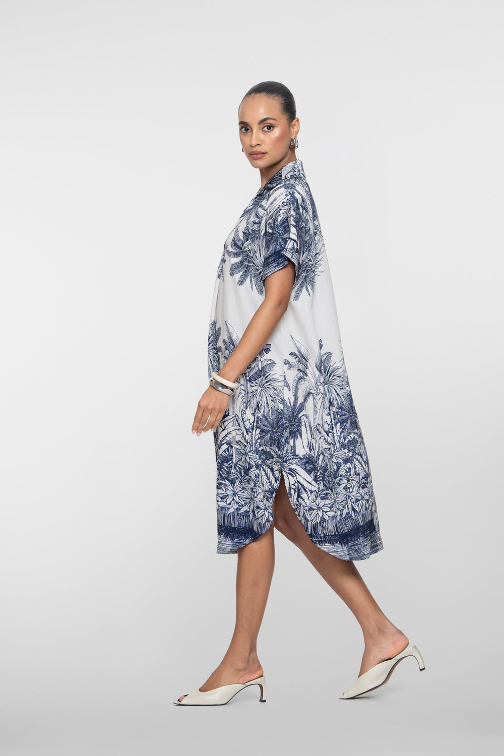 Geisha midi jurk met palmprint