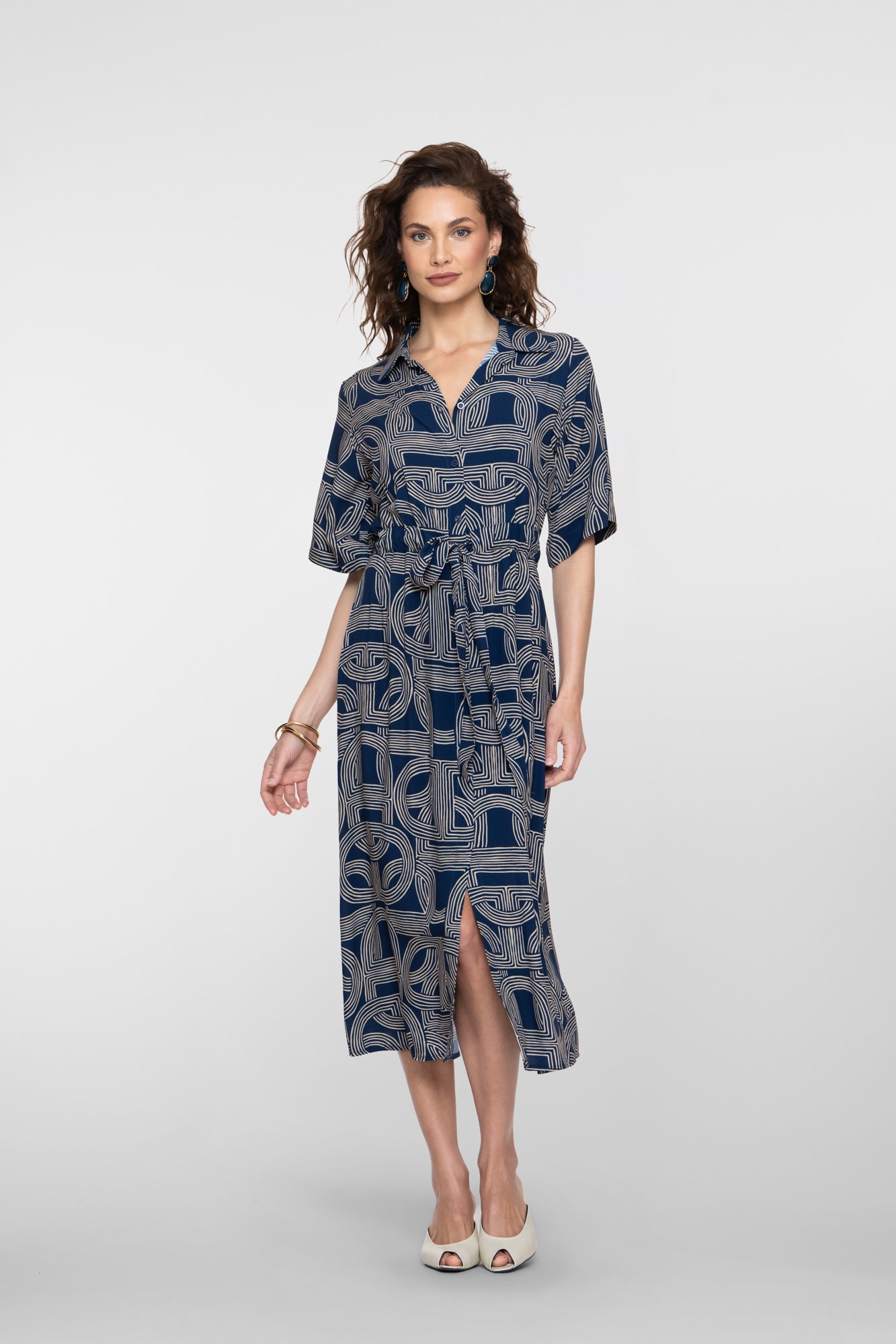 Geisha jurk met print en split