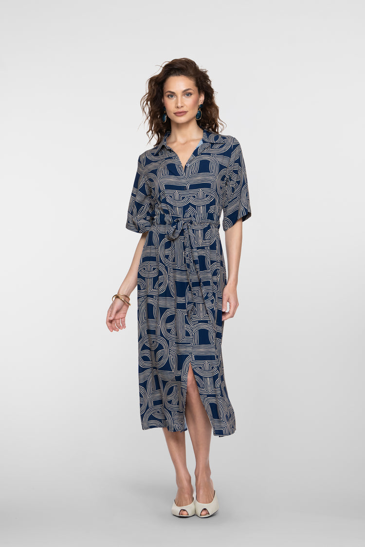 Geisha jurk met print en split