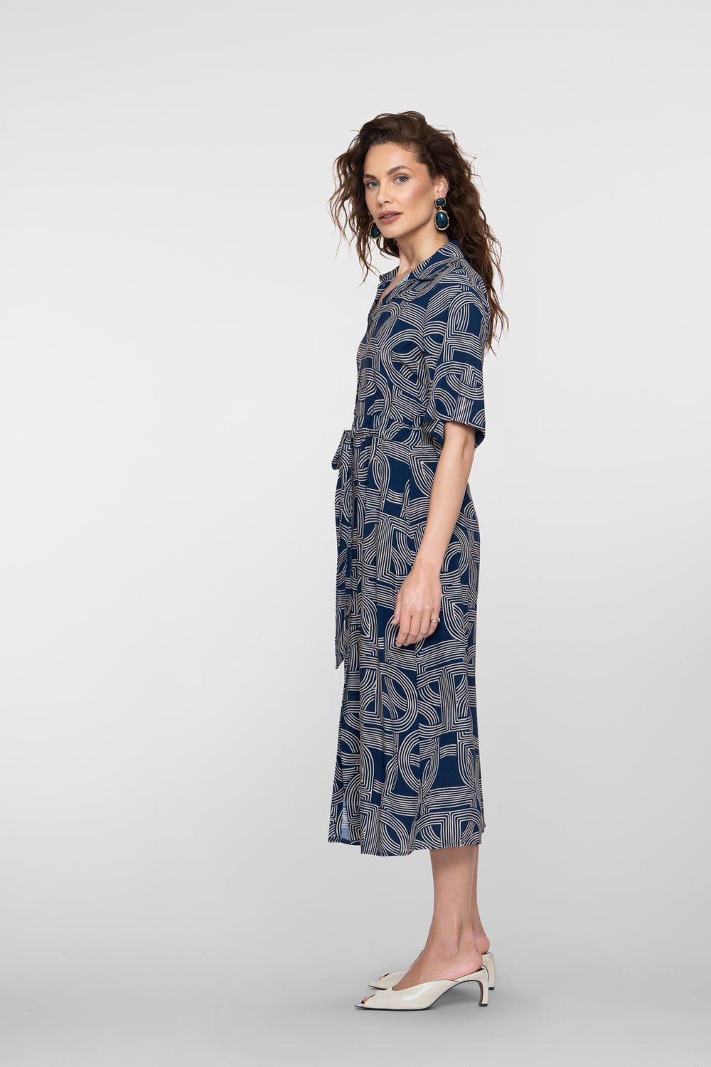 Geisha jurk met print en split