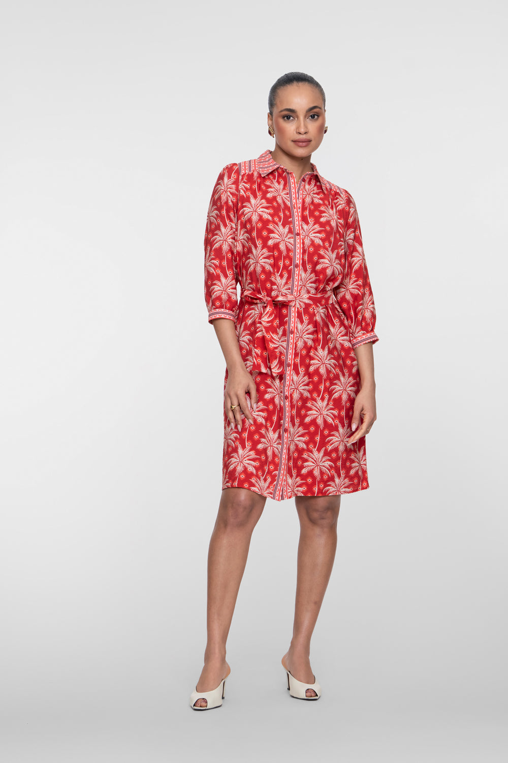 Geisha midi-dress met palms