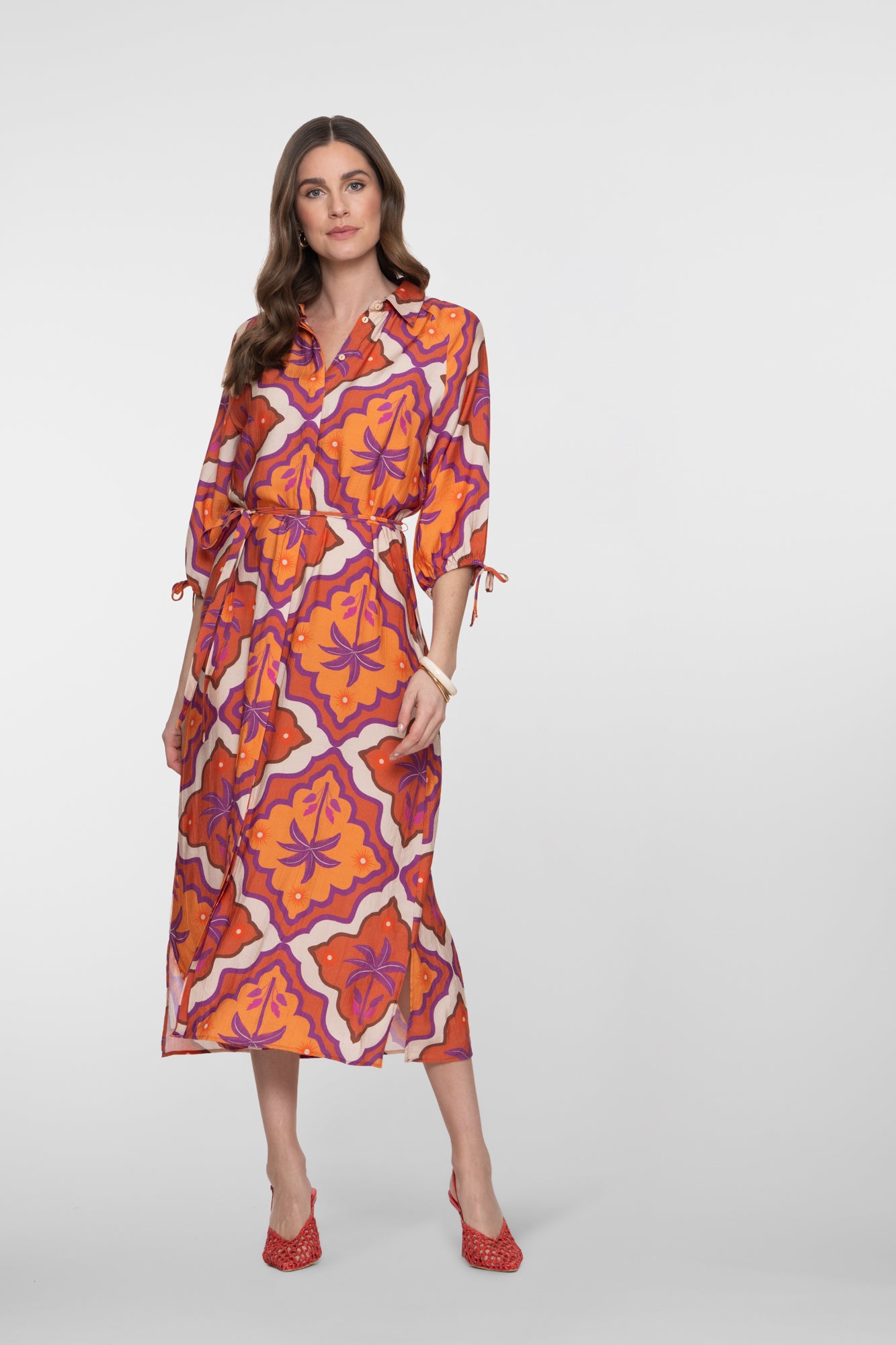Geisha midi-jurk met tropische print