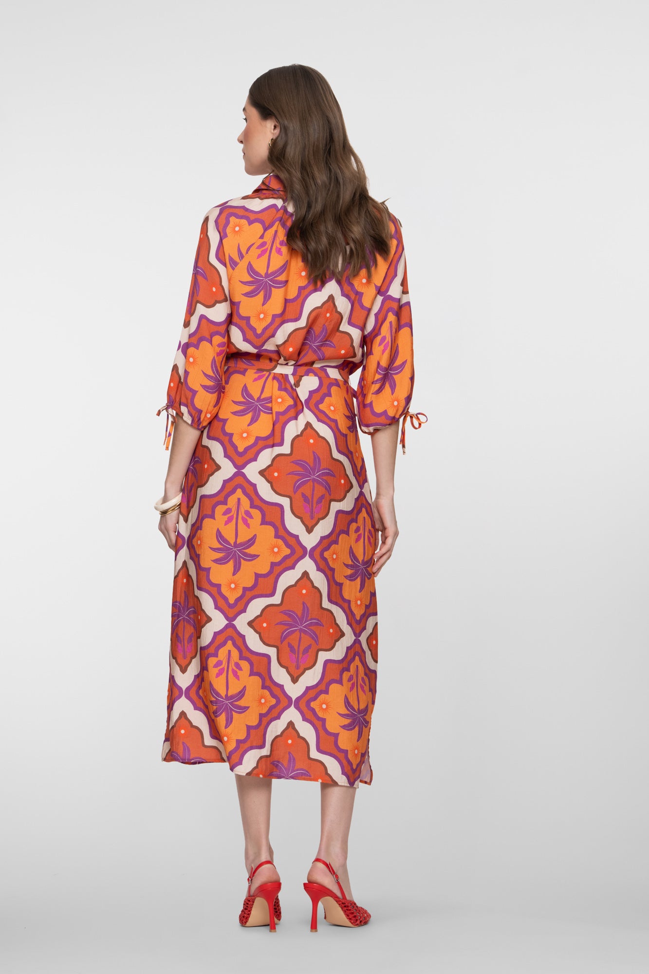Geisha midi-jurk met tropische print