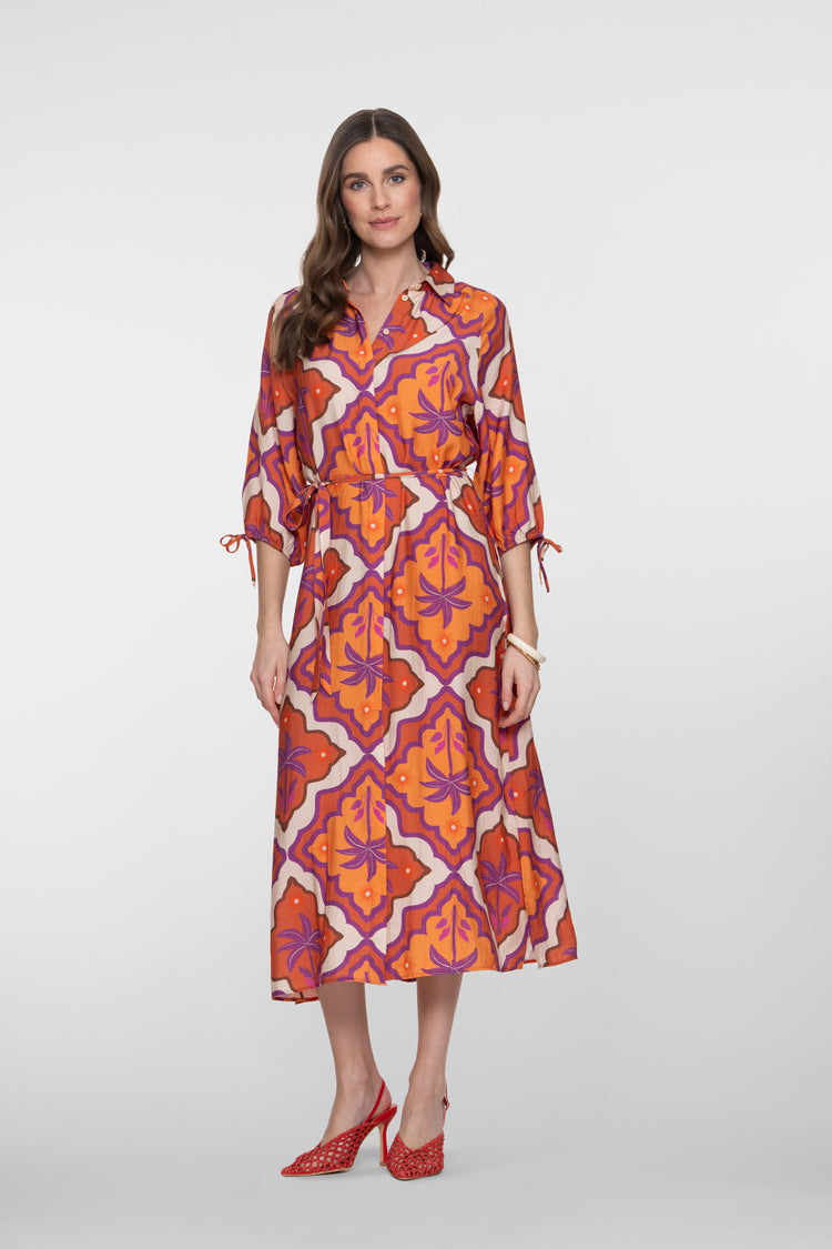 Geisha midi-jurk met tropische print