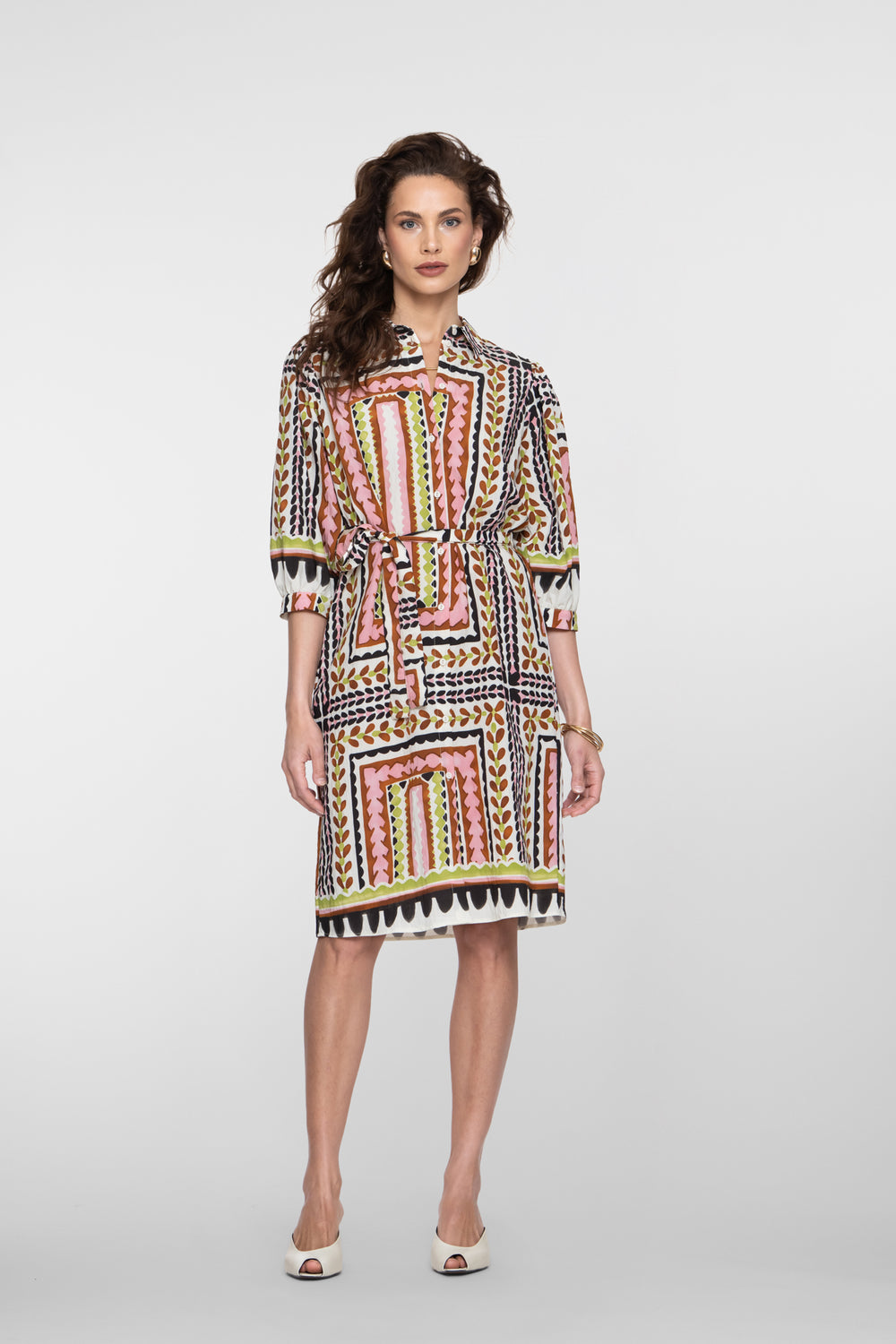 Geisha midi jurk met tegelprint