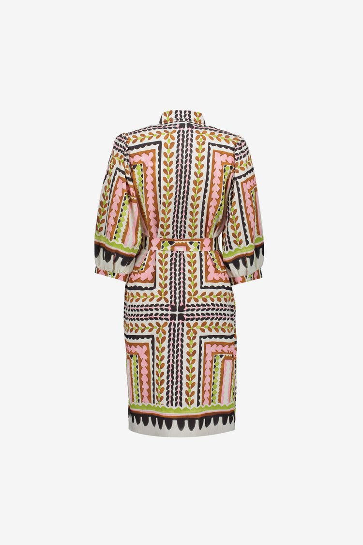 Geisha midi jurk met tegelprint