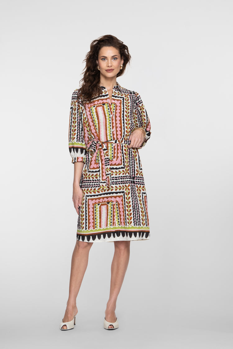 Geisha midi jurk met tegelprint