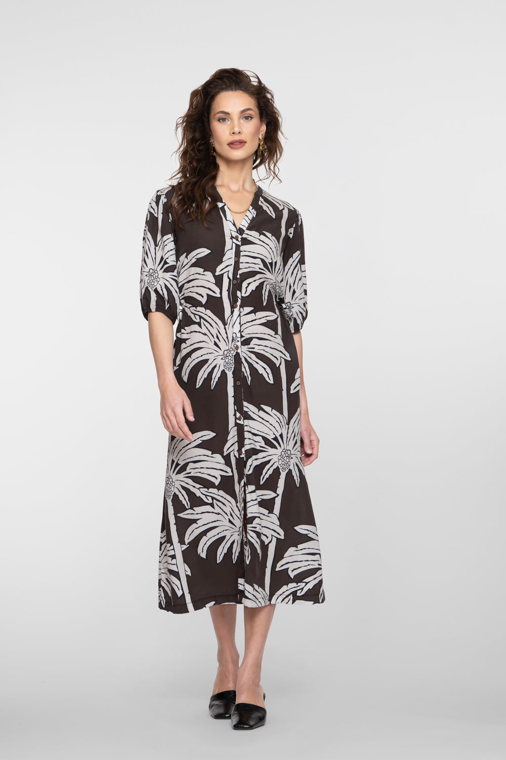 Geisha maxi jurk met palmprint
