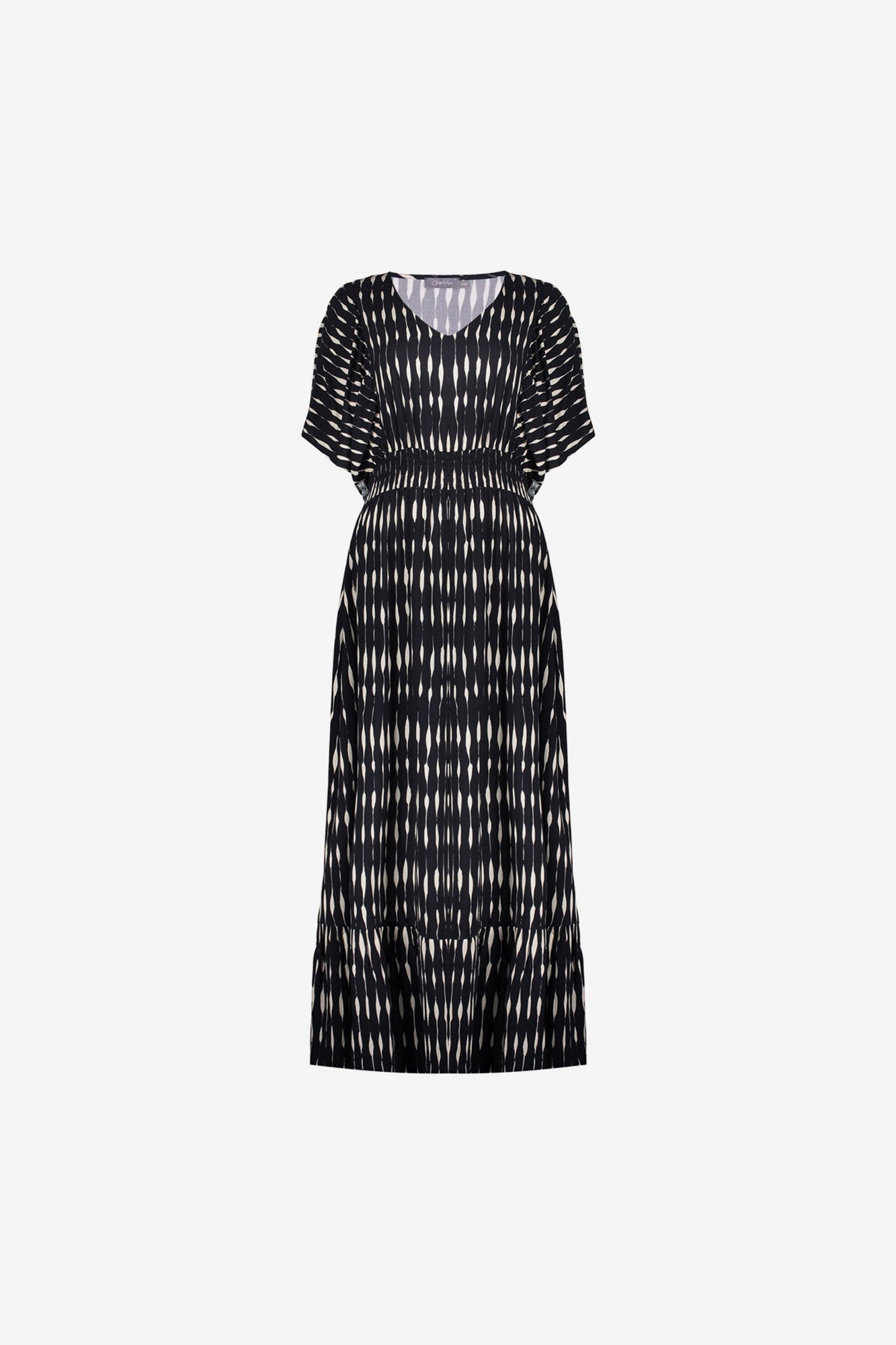 Geisha maxi jurk met print en smockdetail