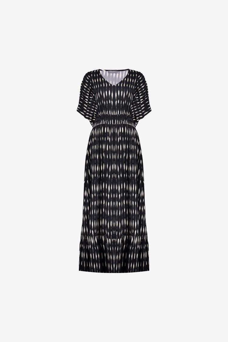 Geisha maxi jurk met print en smockdetail