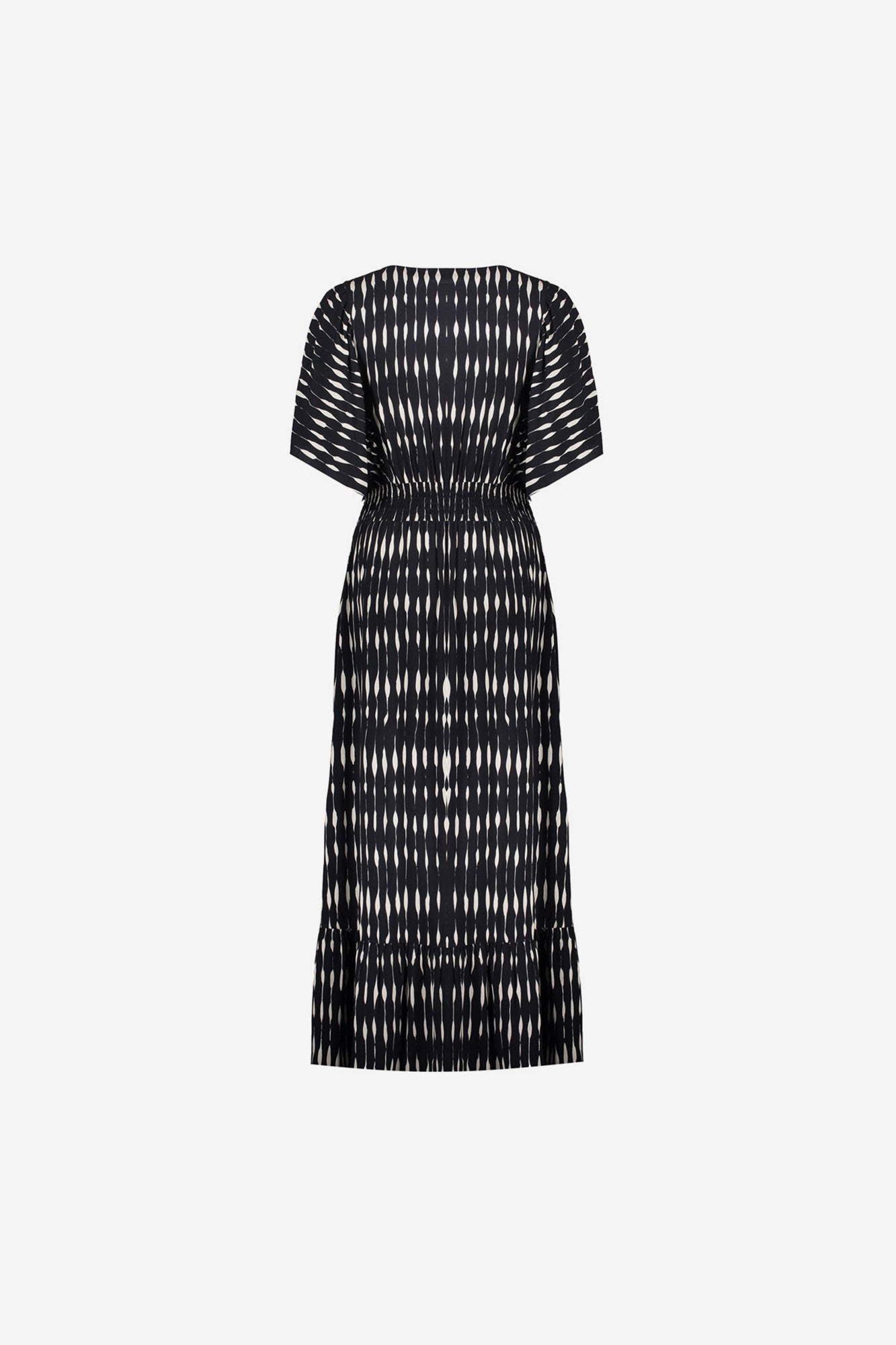 Geisha maxi jurk met print en smockdetail