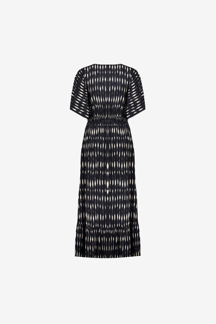 Geisha maxi jurk met print en smockdetail