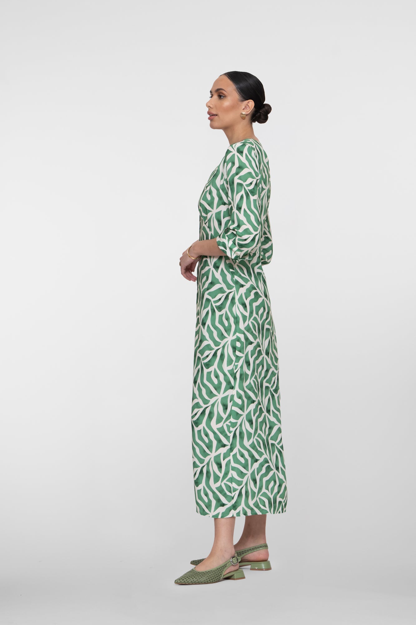 Geisha maxi jurk met print en V-hals