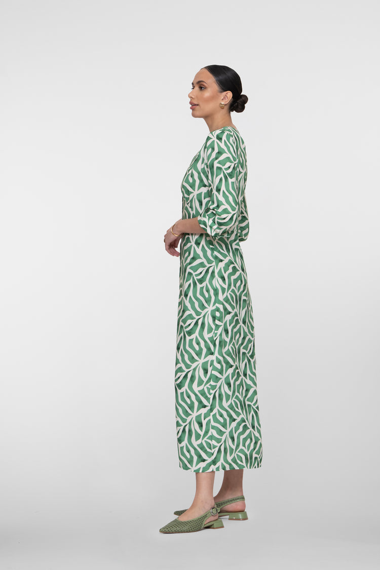 Geisha maxi jurk met print en V-hals