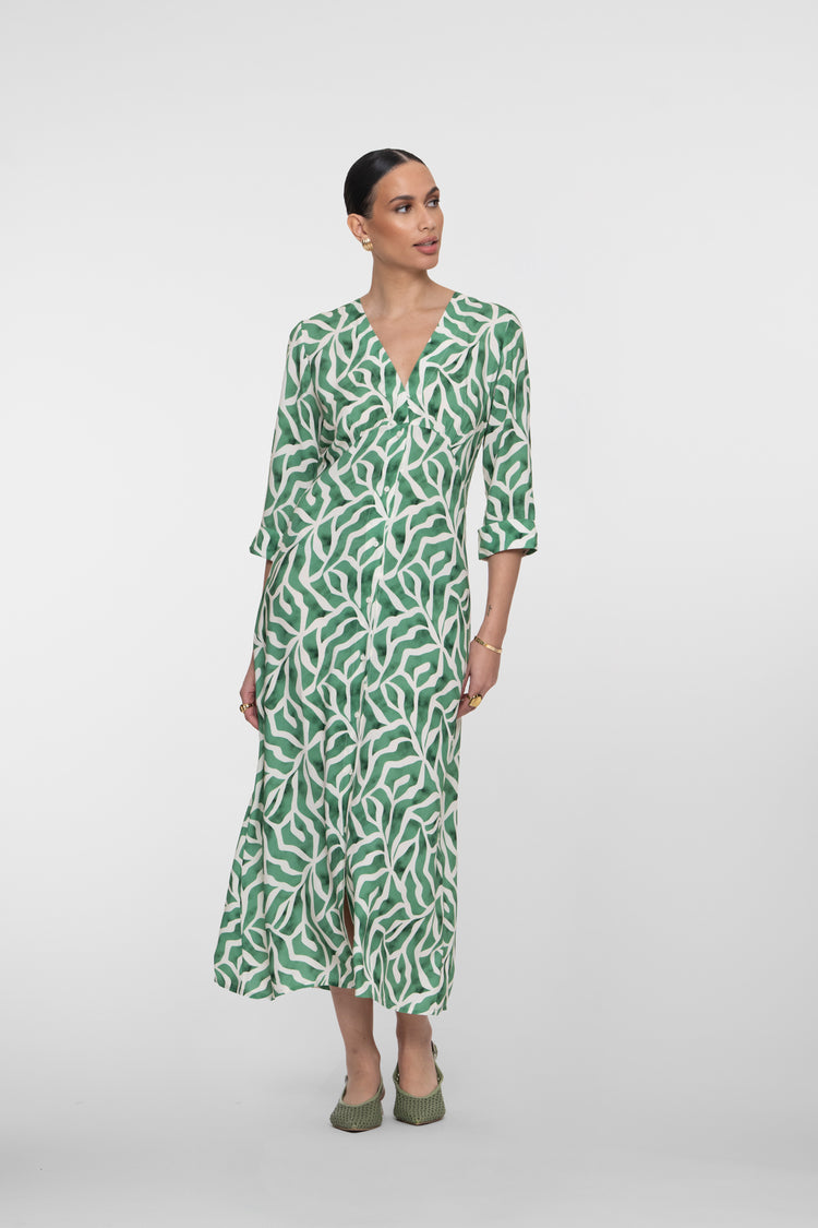 Geisha maxi jurk met print en V-hals