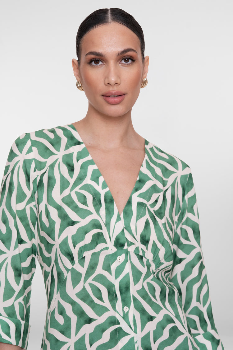 Geisha maxi jurk met print en V-hals