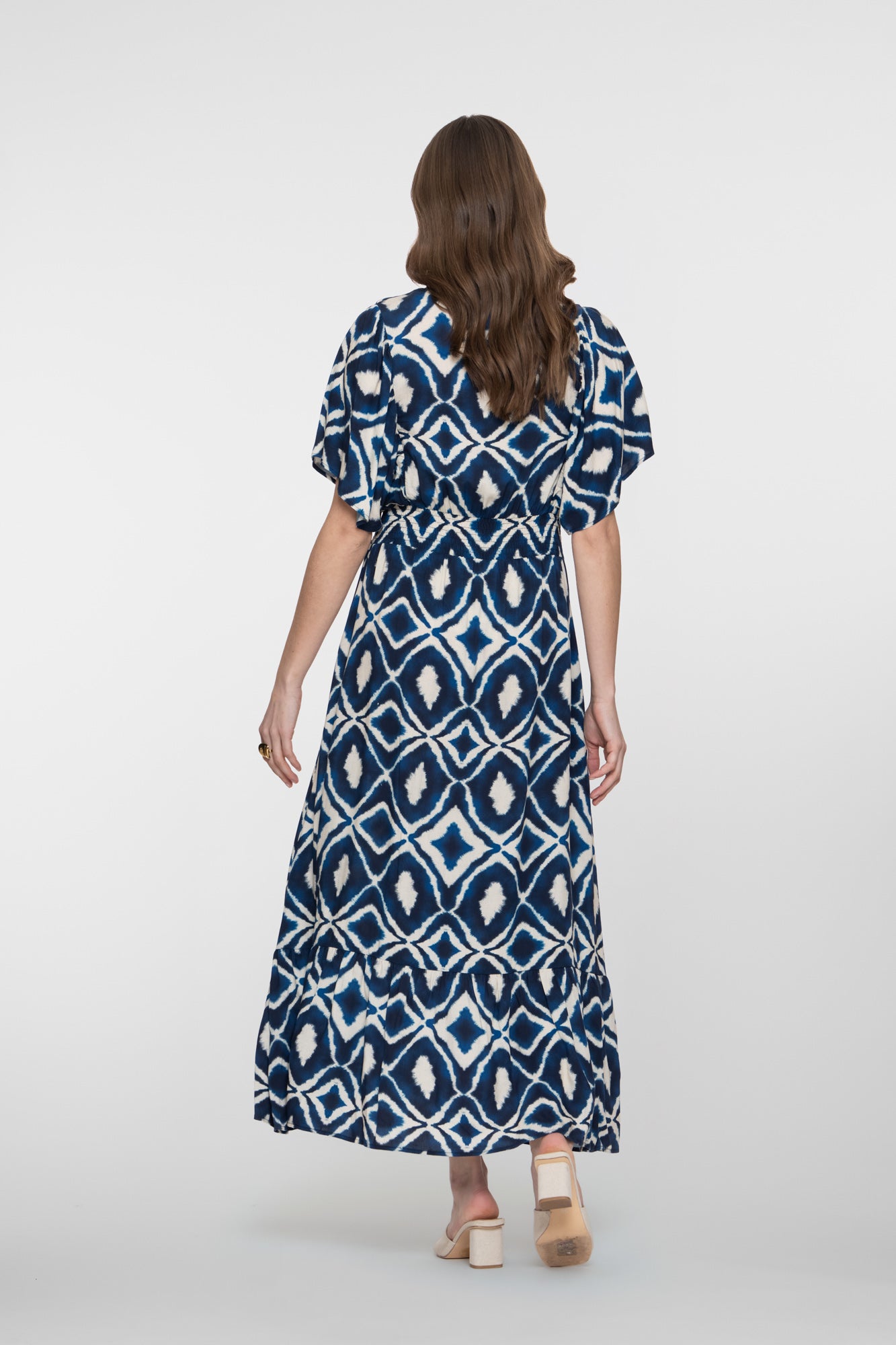 Geisha maxi jurk met V-hals en aztecprint