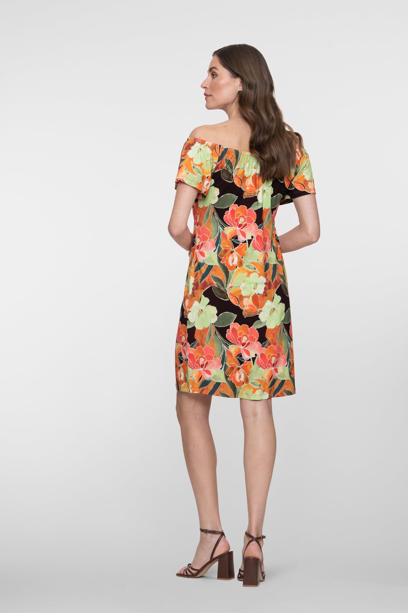 Geisha off shoulder jurk met print