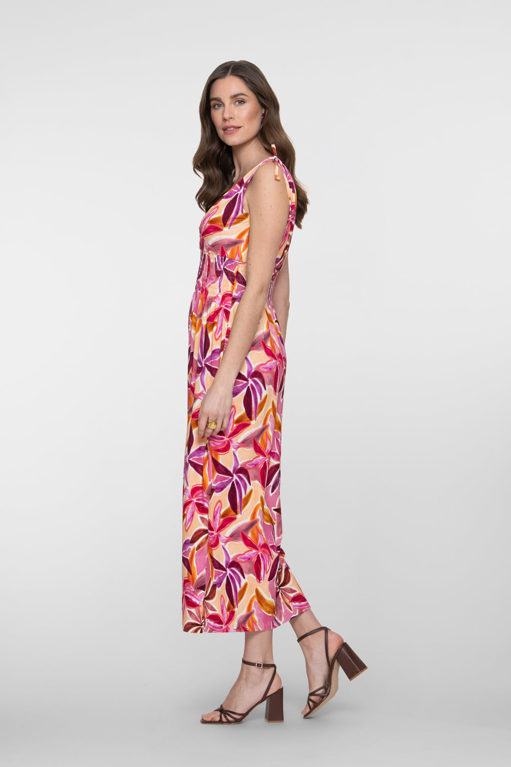 Geisha tricot maxi jurk met smock details