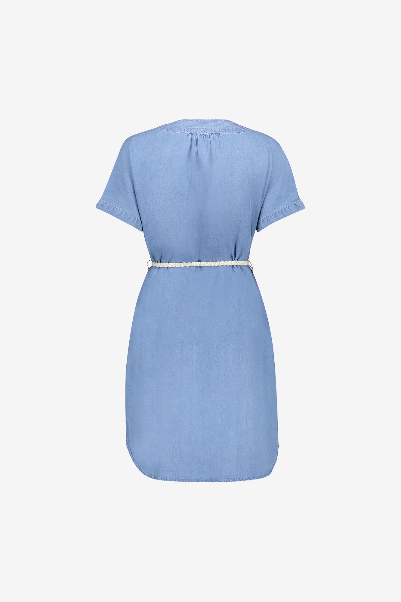 Geisha lyocell denim jurk met V-hals en strikceintuur