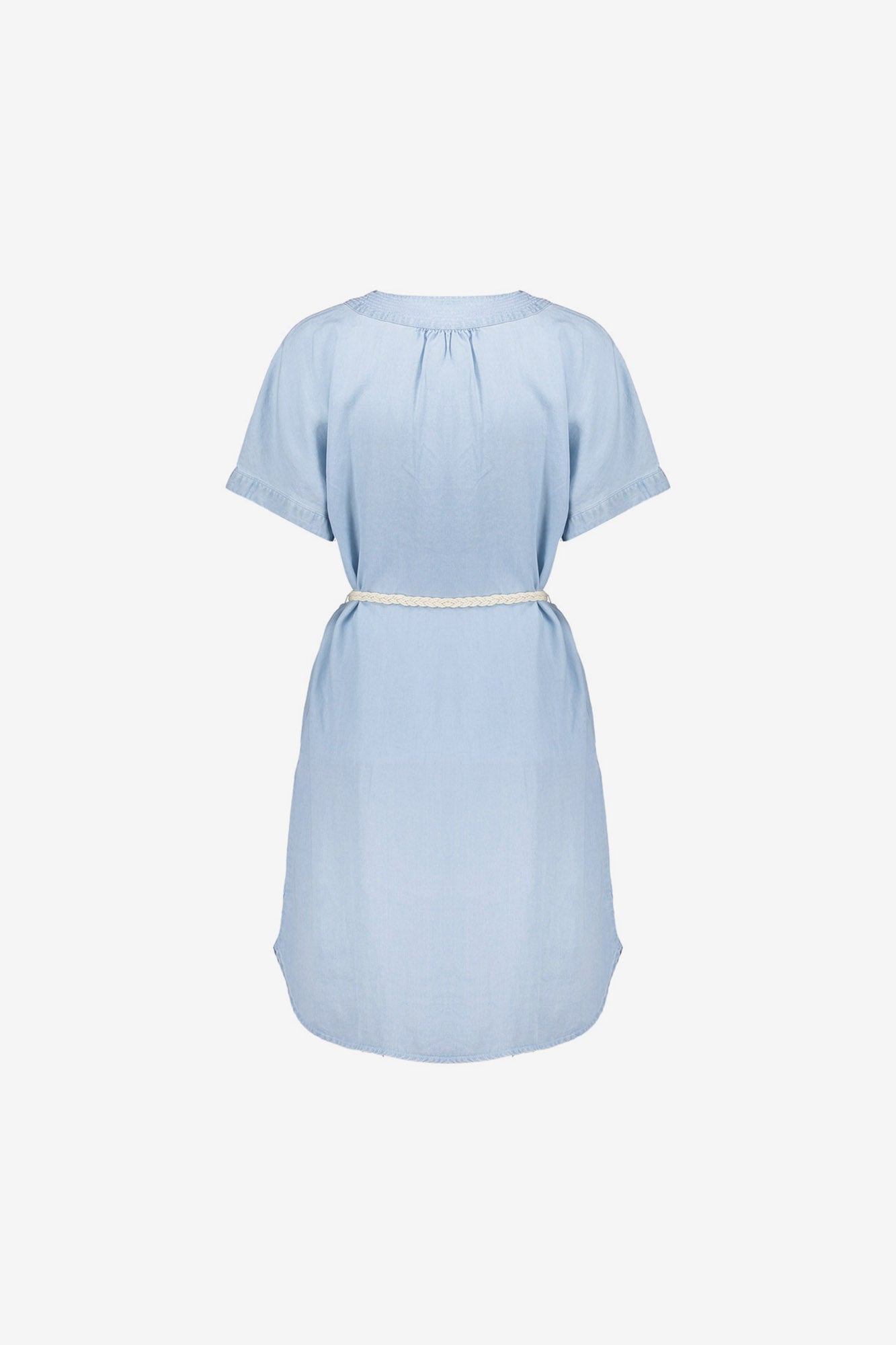 Geisha lyocell denim jurk met V-hals en strikceintuur