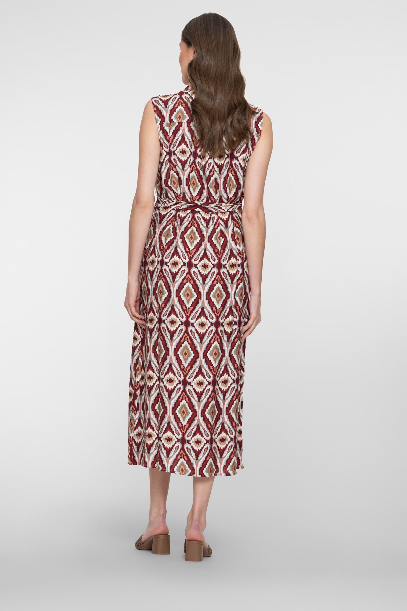 Geisha jurk met ikat print en strikceintuur