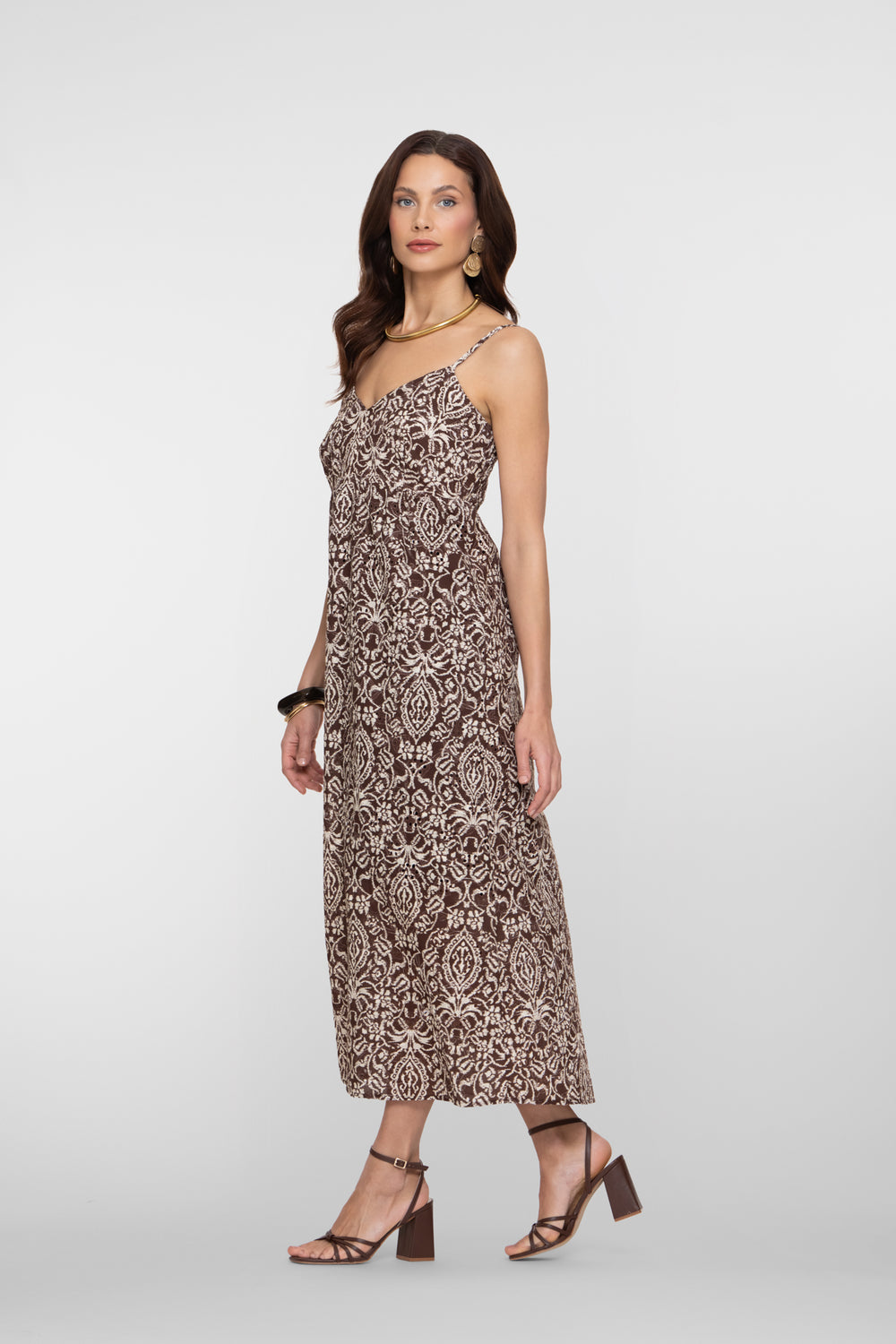 Geisha maxi jurk met broderie details