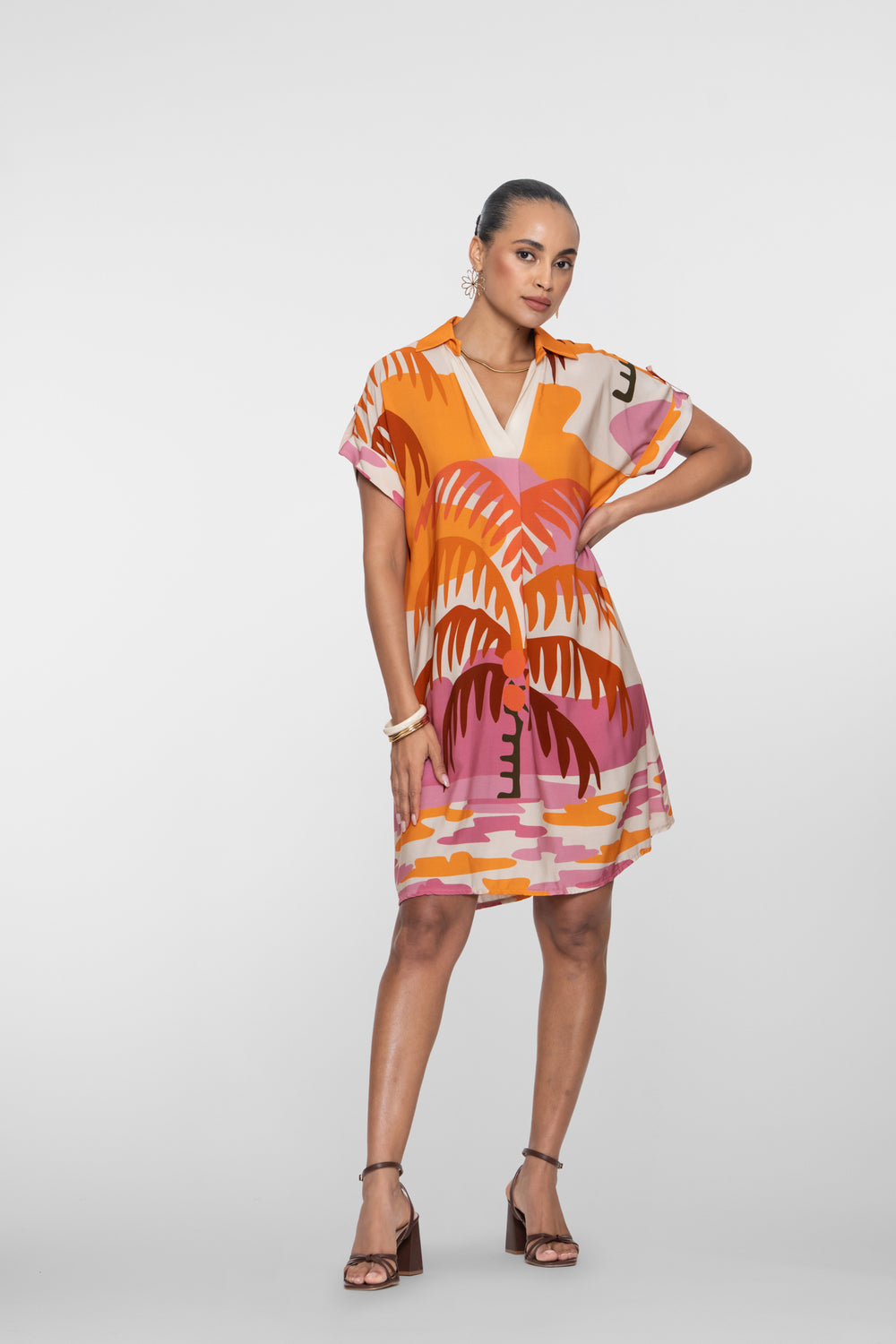 Geisha dames jurk met palmdessin