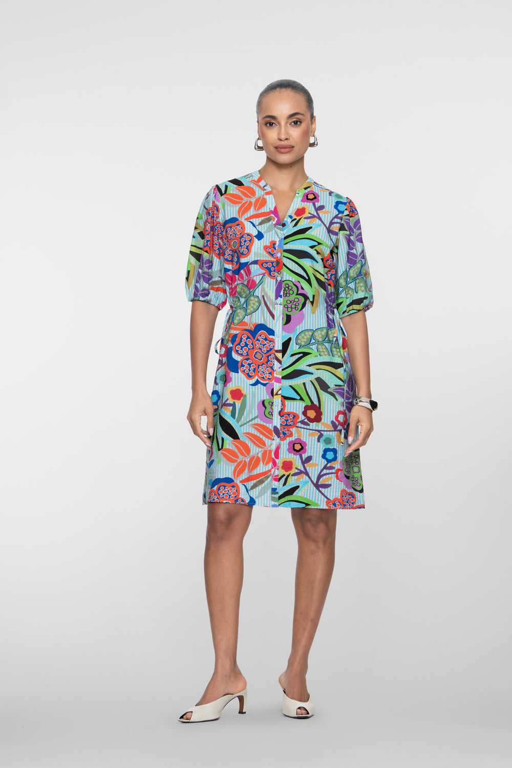 Geisha multicolor jurk met bloemenprint