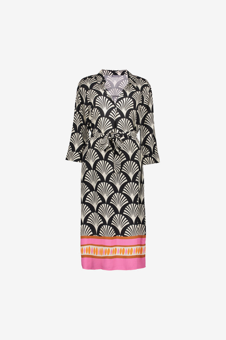 Geisha jurk met grafische print en contrasterende zoom