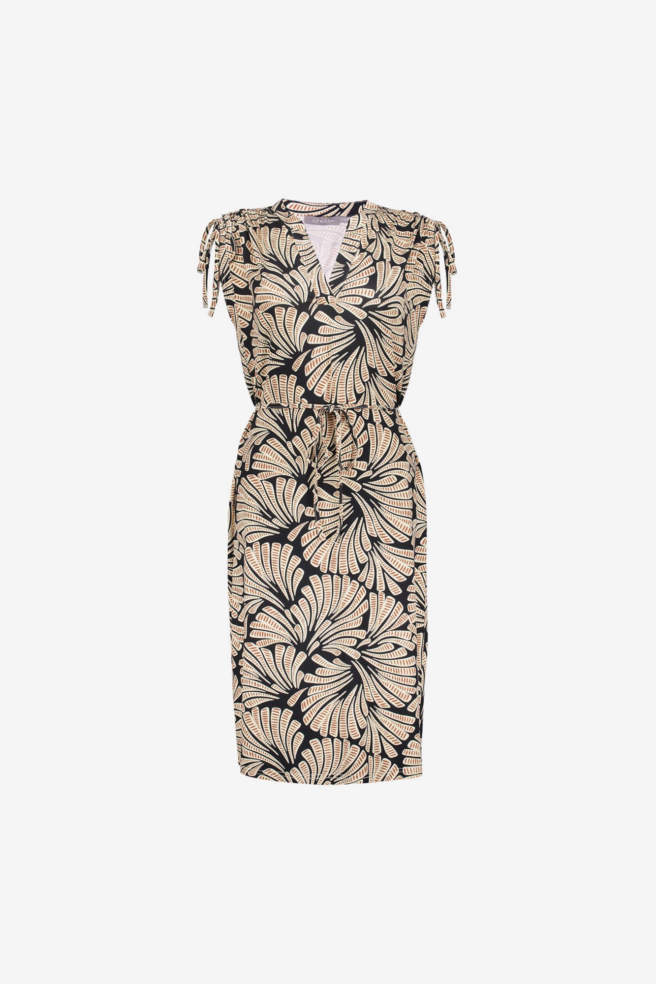 Geisha jurk met grafische print en strikceintuur