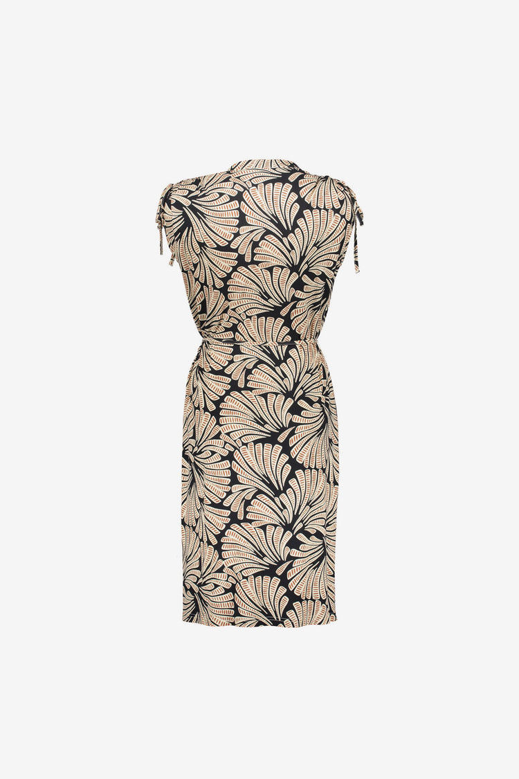 Geisha jurk met grafische print en strikceintuur