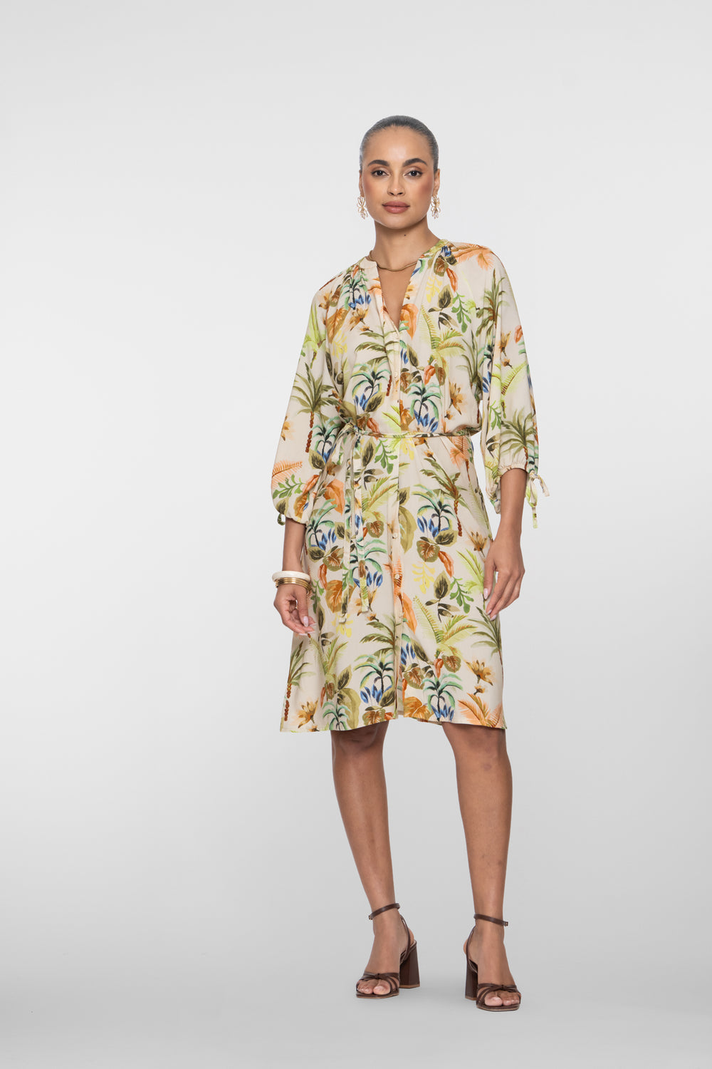 Geisha jurk met tropen print