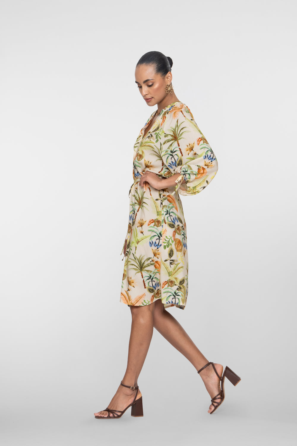 Geisha jurk met tropen print