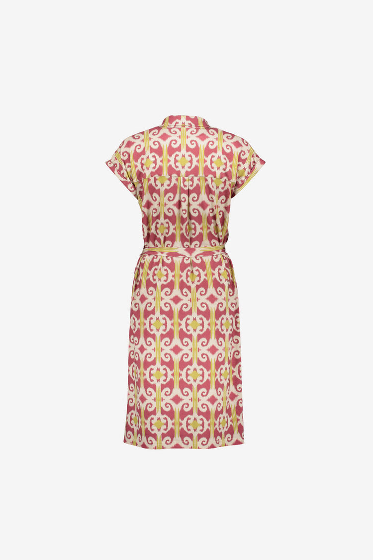 Geisha blousejurk met ikat print en strikceintuur