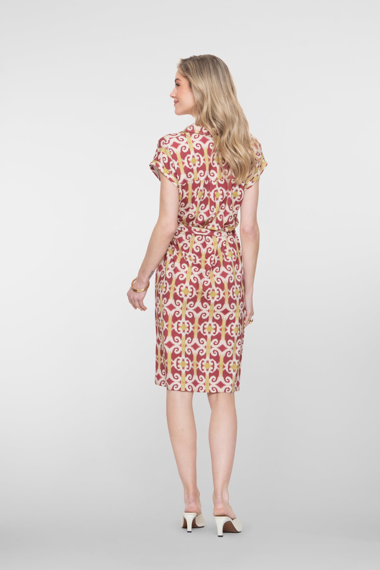 Geisha blousejurk met ikat print en strikceintuur