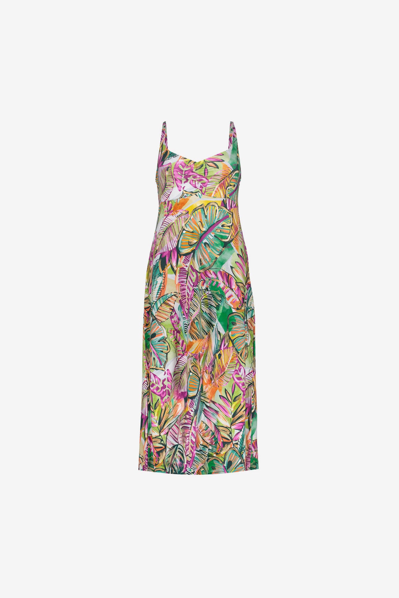 Geisha jurk met kleurrijke print en halslijn met plooival