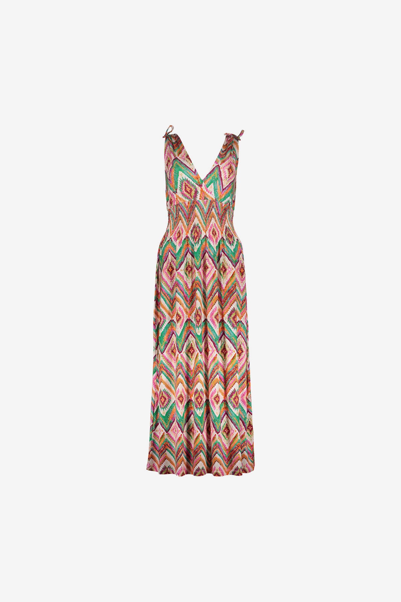 Geisha maxi jurk met overslag hals en strikjes detail