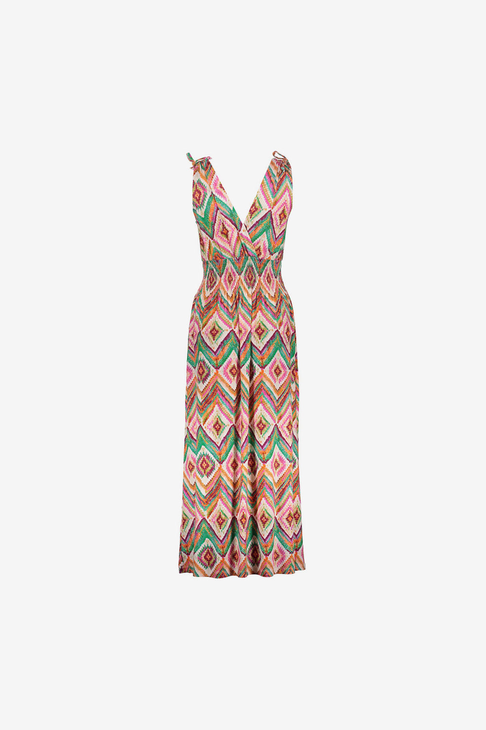 Geisha maxi jurk met overslag hals en strikjes detail